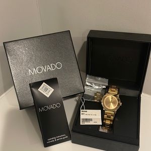 Movado women BOLD Yellow Gold Watch - Flat Dot Sunray Dial, Gold (Model 3600085)